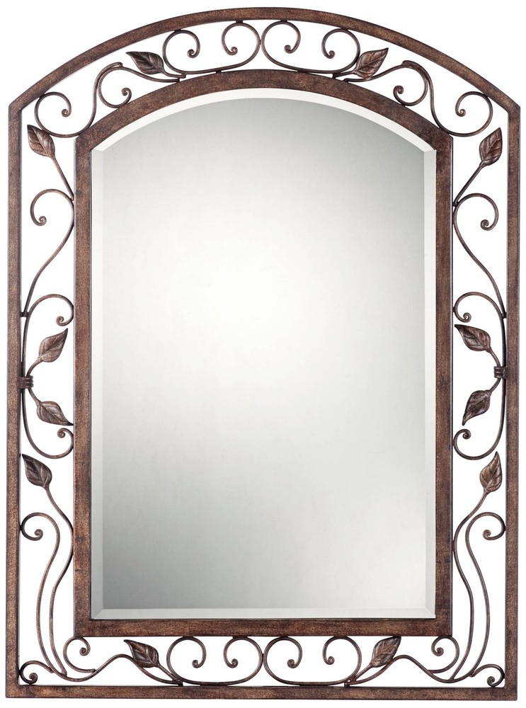 Eden Park Arch Vanity Wall Mirror Rustic Beveled Bronze Openwork Frame 25" Wide