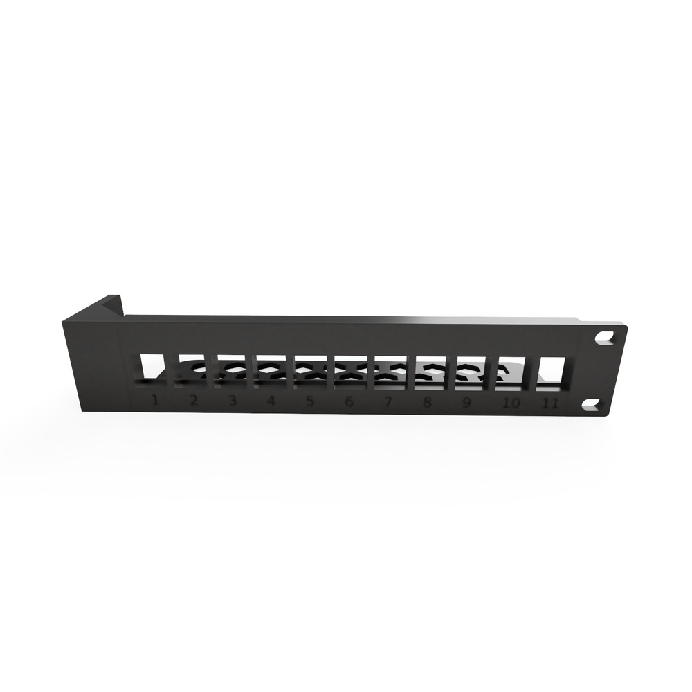 19" Rack Mount Half Width Patch Panel - 11 Keystone, 1U (Modular)