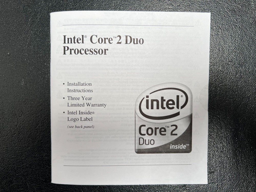 Intel Core 2 Duo Processor Installation Instructions with Logo Label D642