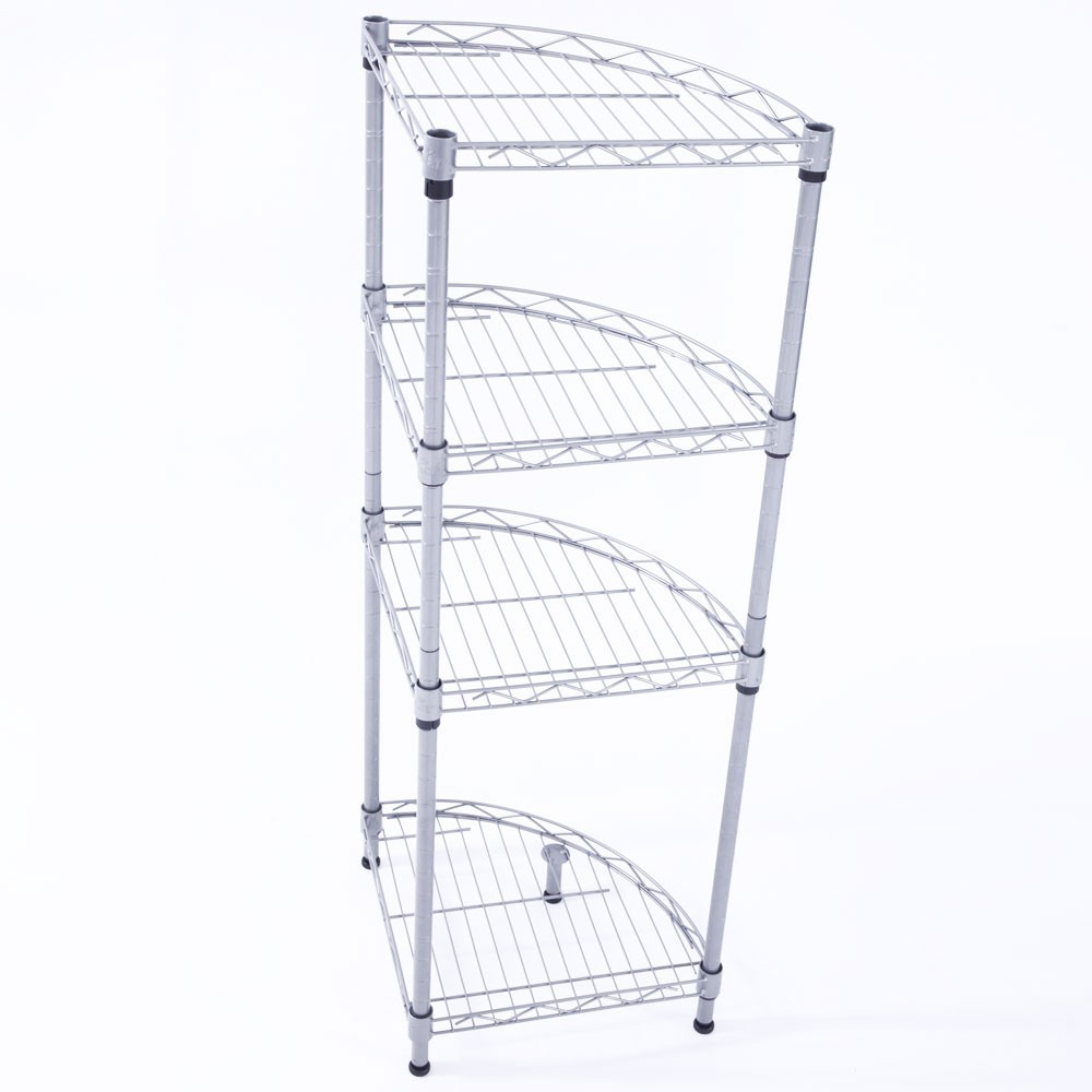 4 Tier Corner Shelf Rack Kitchen & Bathroom Storage Wire Organizer Space Saving