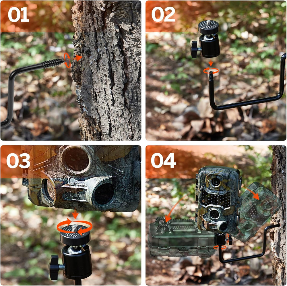 ALTIN Trail Camera Tree Mount, 4 Pack Tracking Bracket, Tree 1/4" X 20 Screw，360