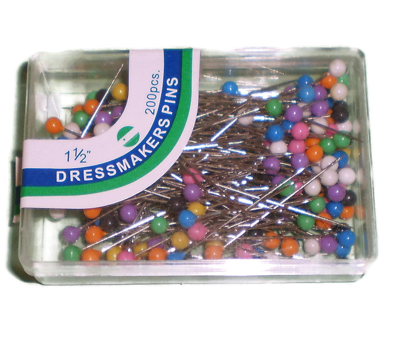 200 PCS 1-1/2" ROUND HEAD DRESSMAKER PINS ASSORTED COLORS