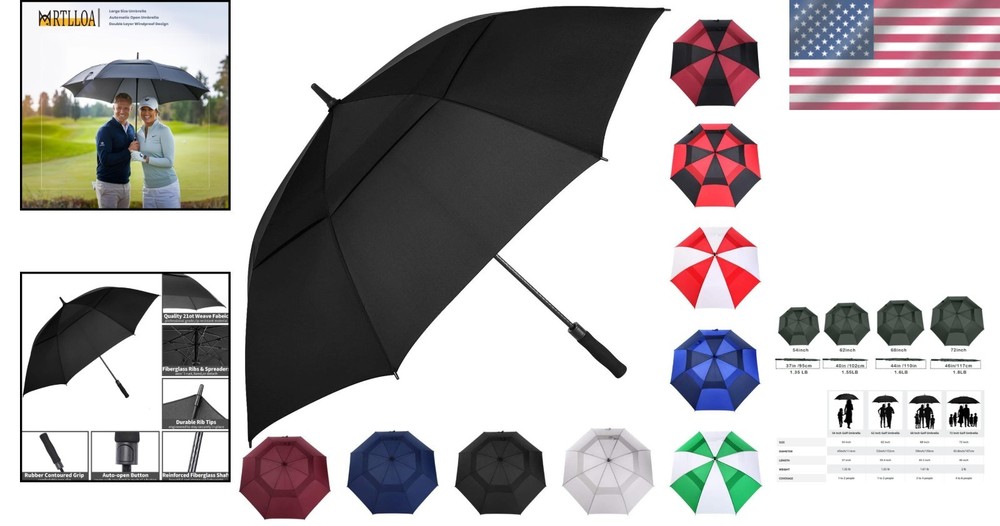 XL Golf Umbrella 72" Windproof Waterproof