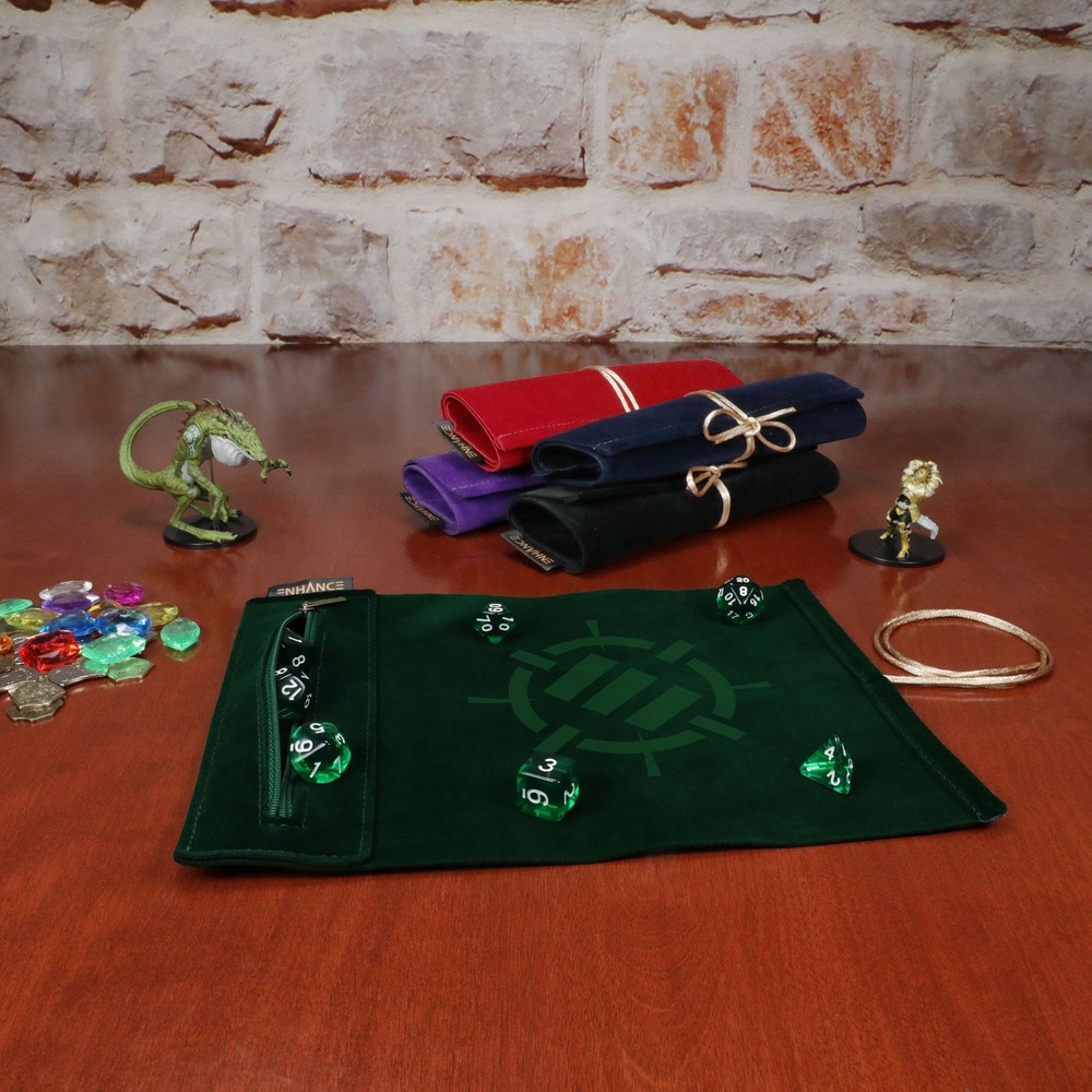 ENHANCE Roll on a Scroll™ Dice Rolling Mat & 7pc Acrylic Dice Set