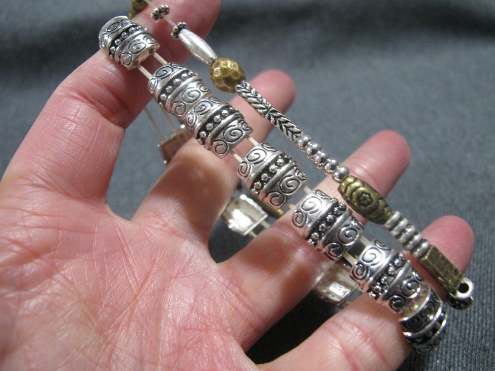 Vintage boho different design metal beads elastic bracelets