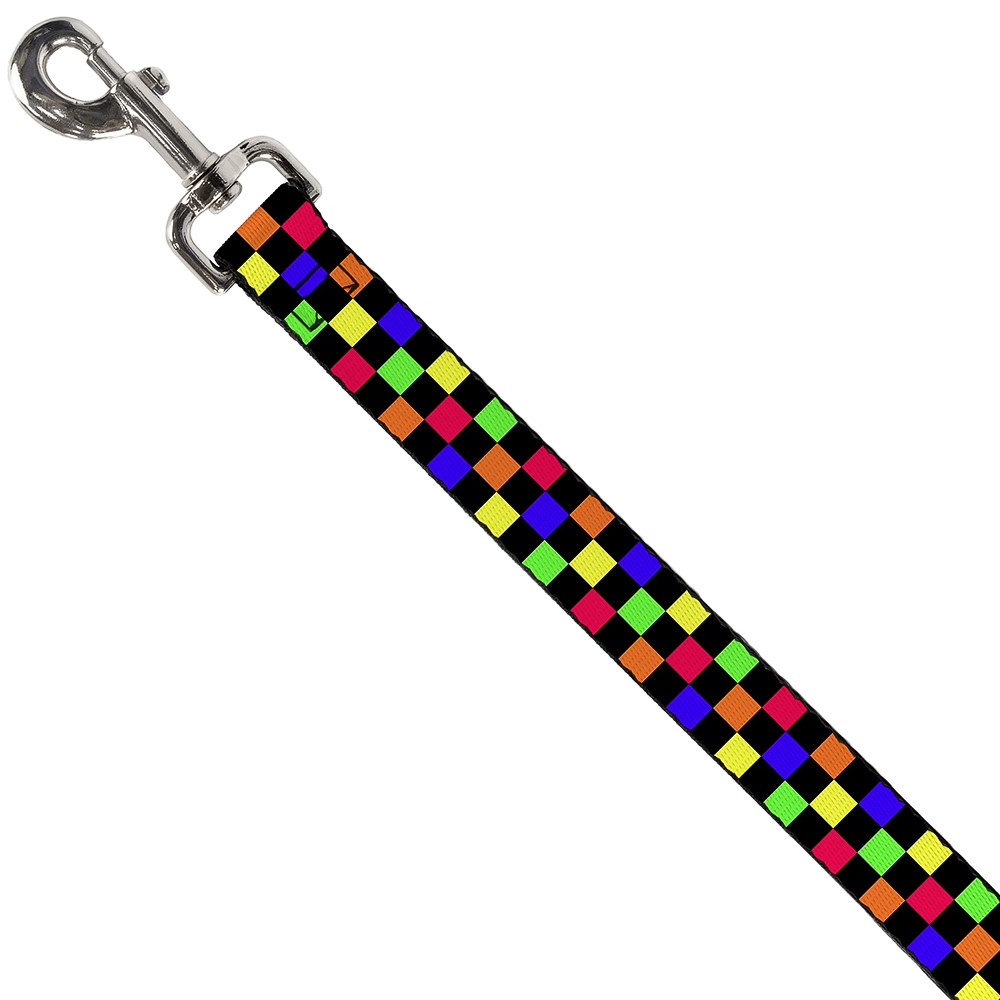 Dog Leash Checker Black/Multi Neon
