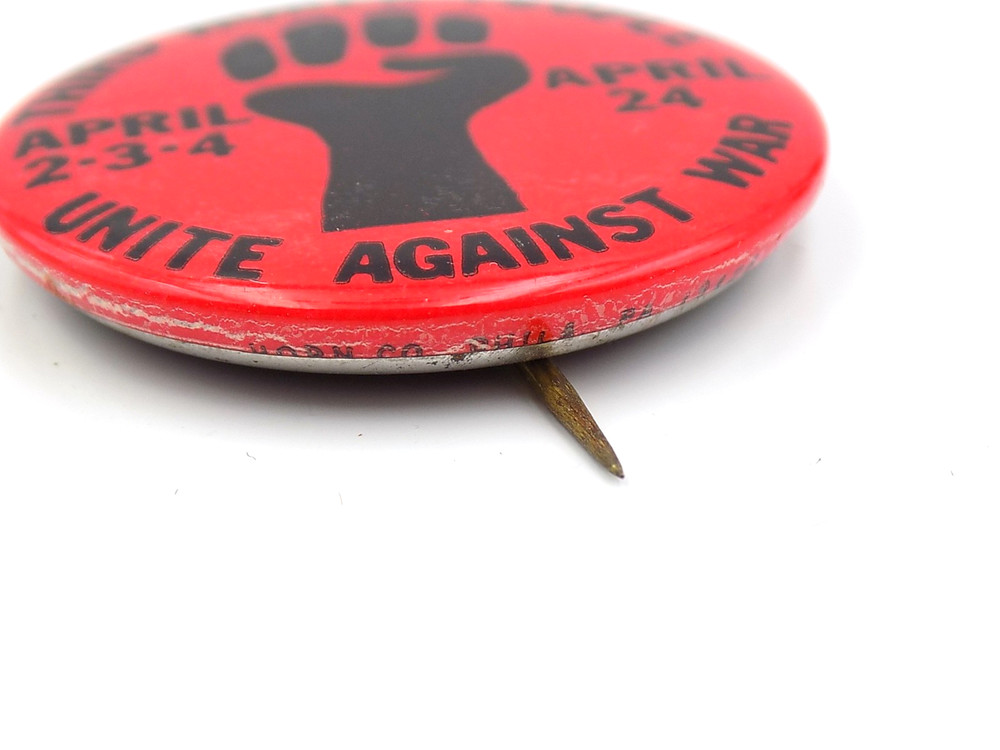Original Vietnam War Protest "Third World People Unite Against War" Button