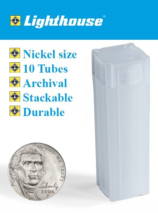 10 US Nickel Square Coin Tubes Archival Stackable Durable Lighthouse Numis New