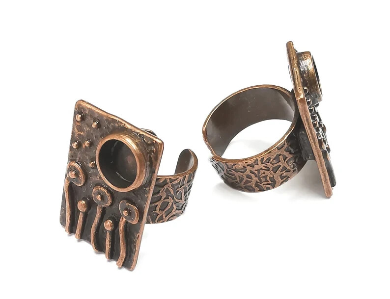 Ring Blank Setting Base Cabochon Bezel Copper Plated Brass 8mm cabochon G28804