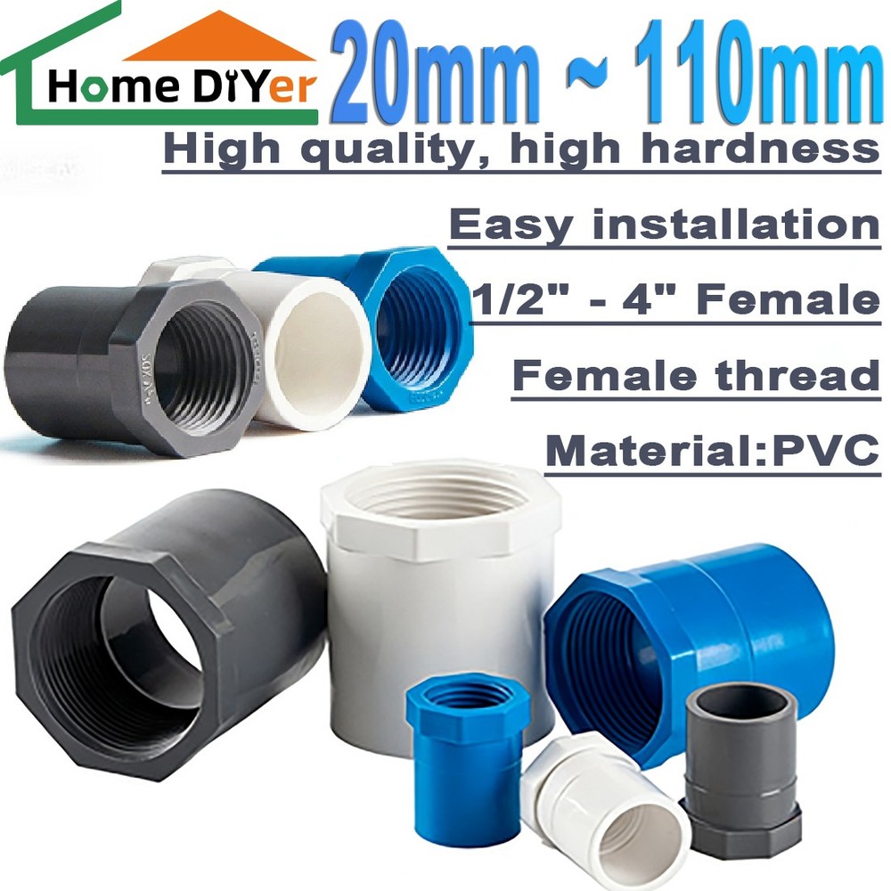 Dia 20-110mm PVC 1/2"-4" Female Straight Coupling Water pipe connection Socket