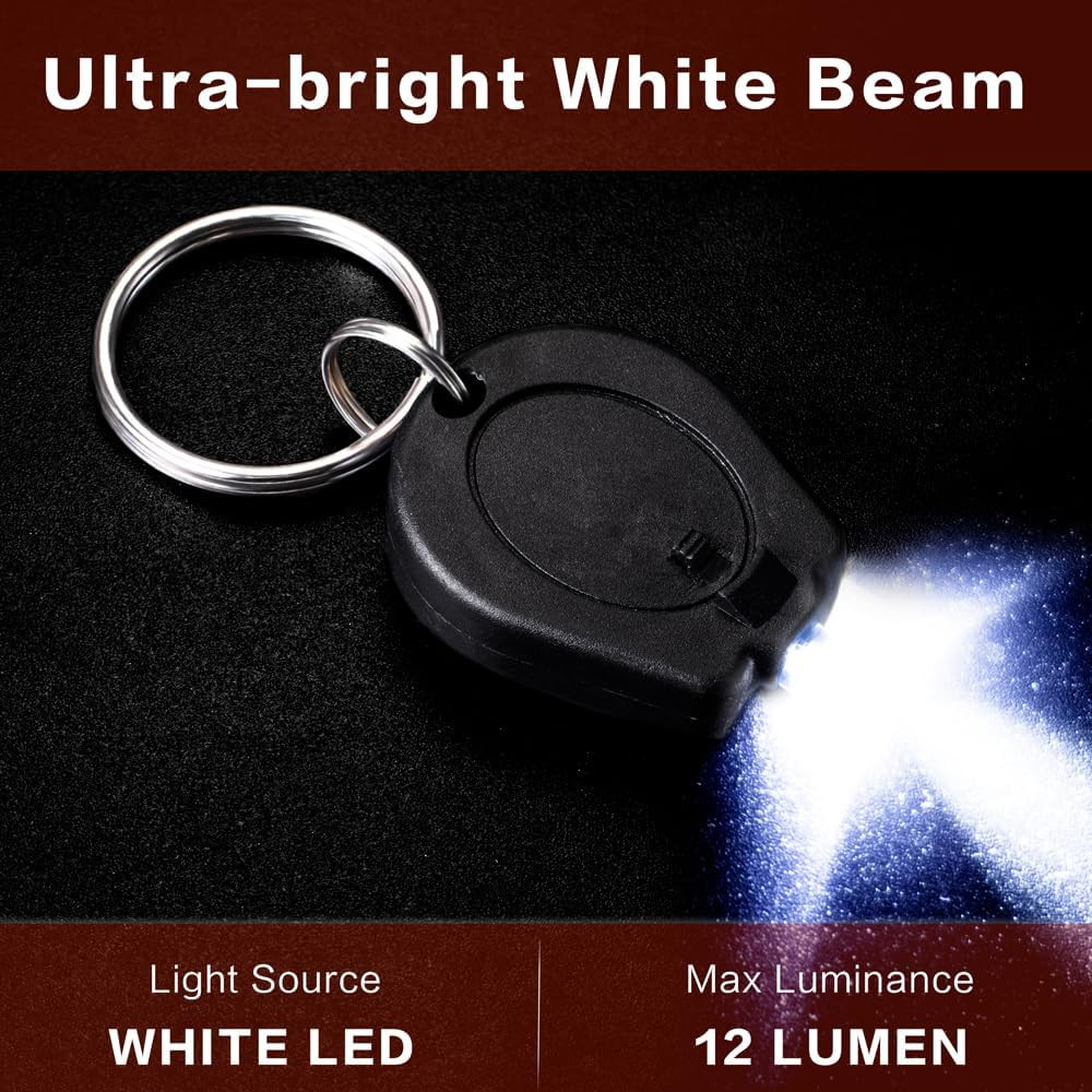 12 Pack Ultra Bright Mini LED Keychain Flashlight, Small Key Ring Flashlight, Po