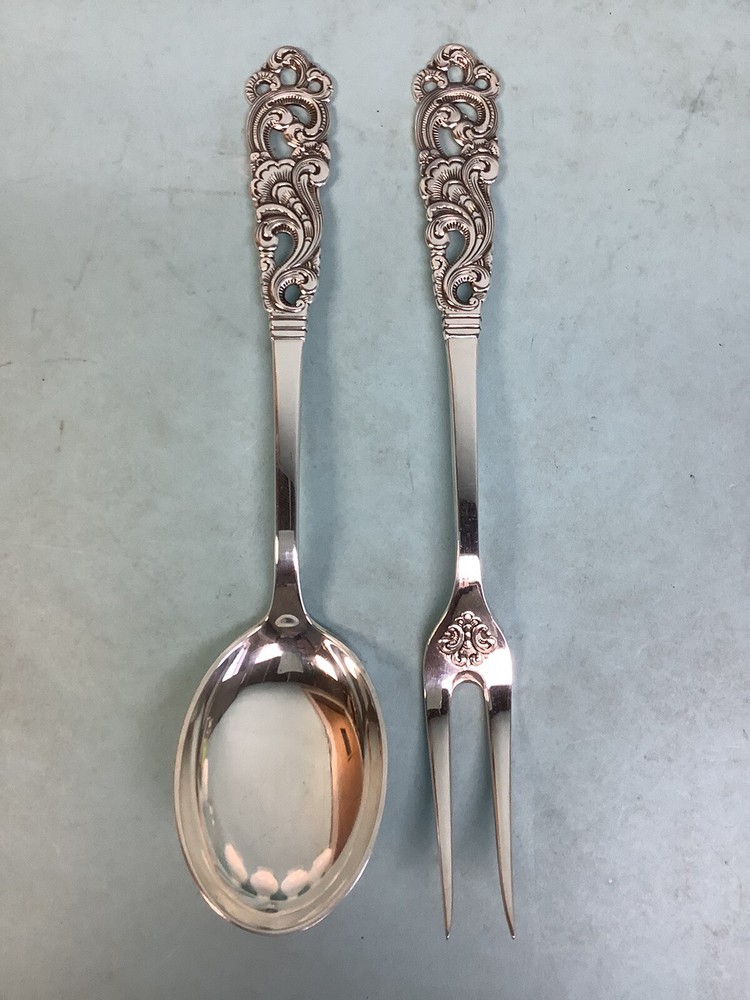Norwegian Magnus Aase Silver Plate Serving Set 9.5” L