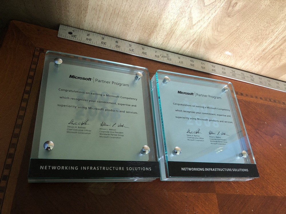 VTG 2007 -08 Microsoft Networking Solutions Ballmer Watson Computer PLAQUE Award