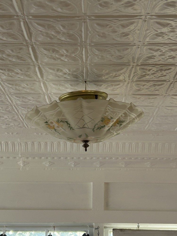 Art Deco 3 Light Glass Floral Globe Ceiling Mount