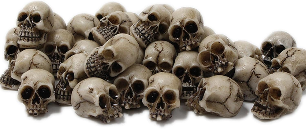 20 Mini Skull Figurines, Halloween Prank Props, Haunted Decor, Micro Skeleton