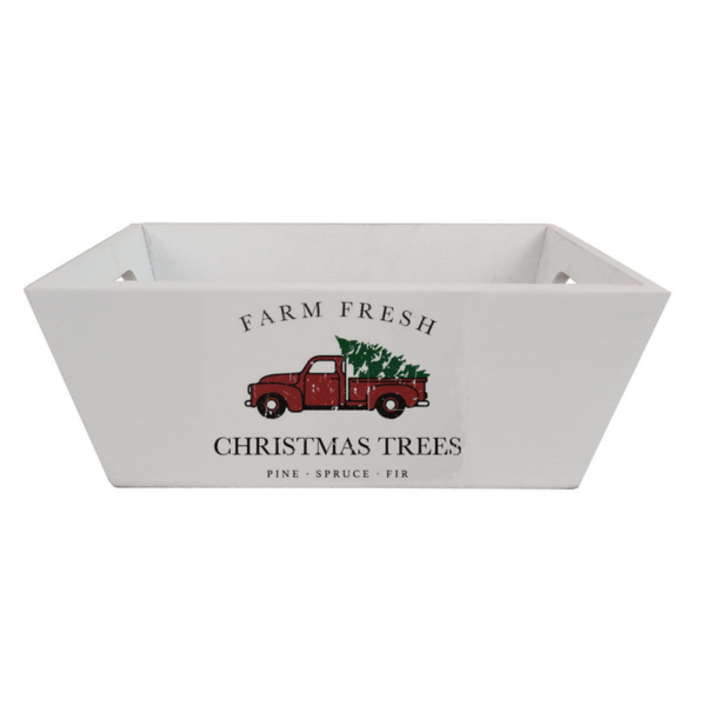 Rectangular Rustic Look Tapered Pickup Truck With Text Crate