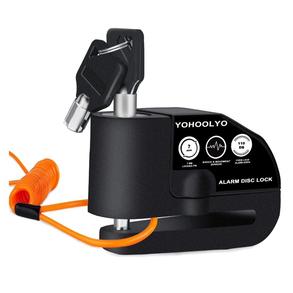 Versatile Motorcycle and Bicycle Lock with Motion Sensor & Rust-Resistant Finish