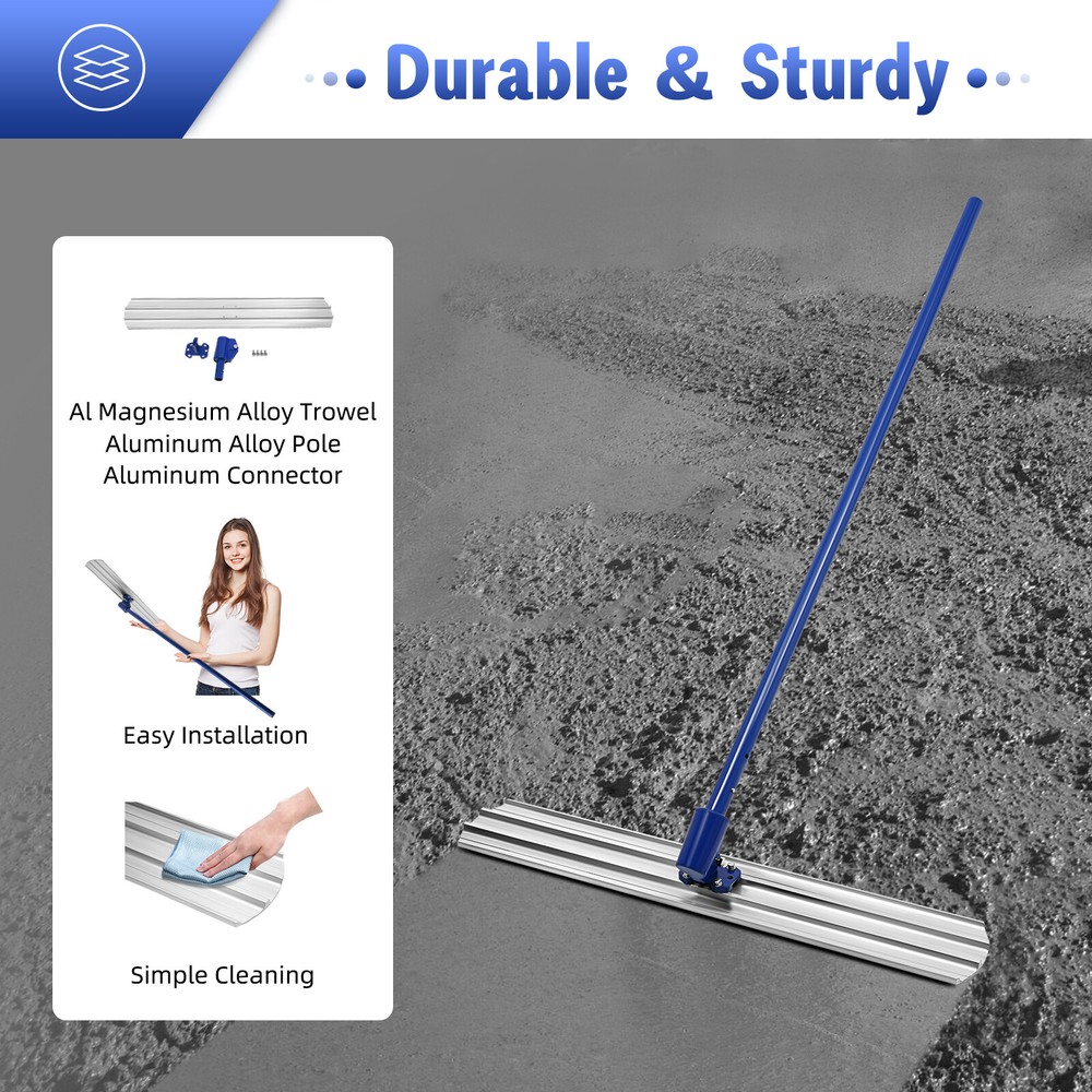 Bull Float Concrete Float 48”x8” Handle Concrete Tool Trowel Float Aluminum