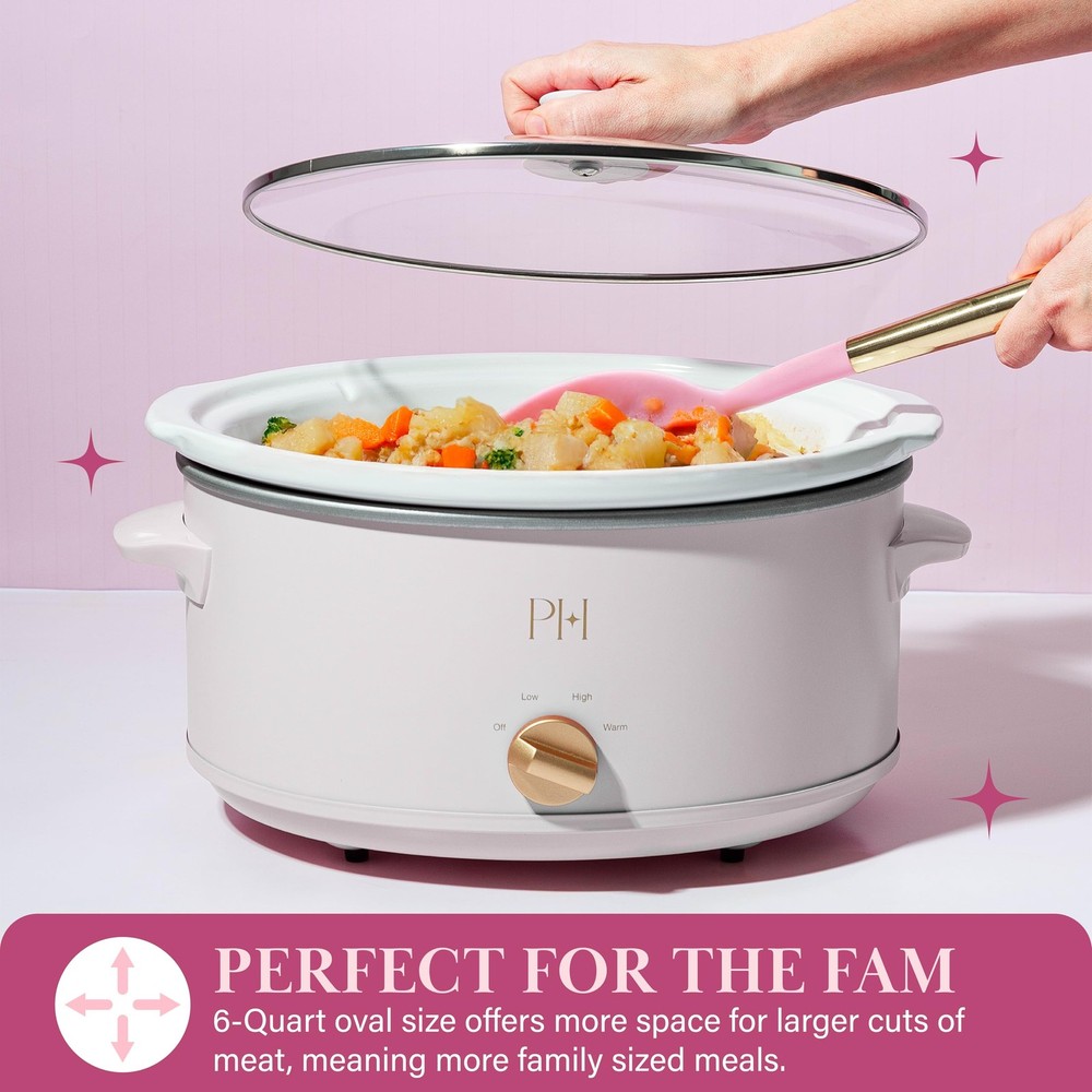 6-Quart Manual Slow Cooker, Features Three 6 Quarts, White