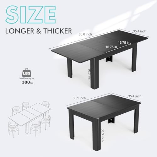 PATIOPERK EXTENDABLE DINING ROOM TABLE PLANK AND BEAM FARMHOUSE - Scratch & Dent