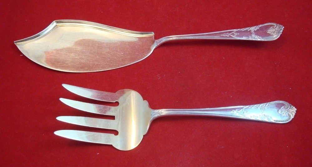 2 pc. Peter Hertz Danish Sterling Silver Fish Set 1890