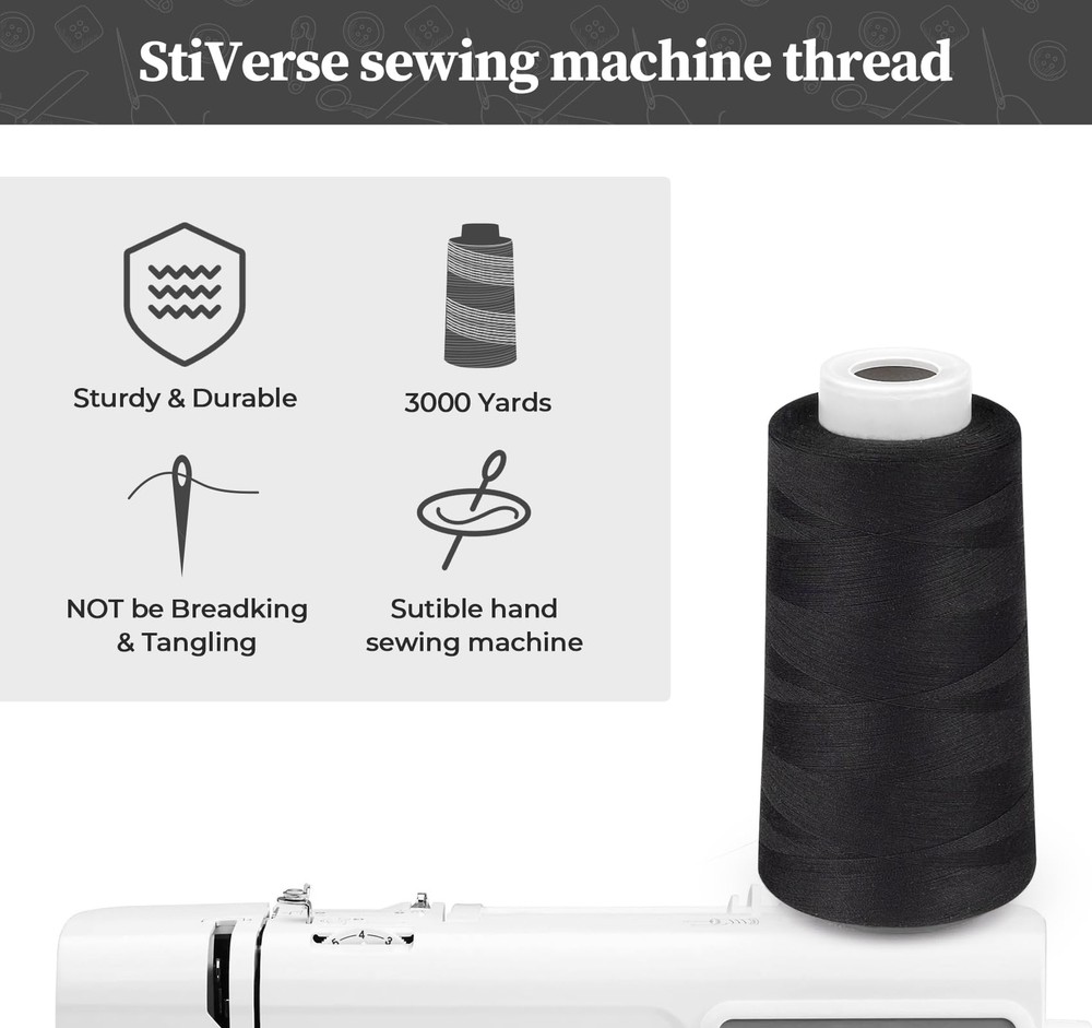 Serger Thread 4 Cones Threads of 3000 Yards Each Spool All Purpose Thread for...