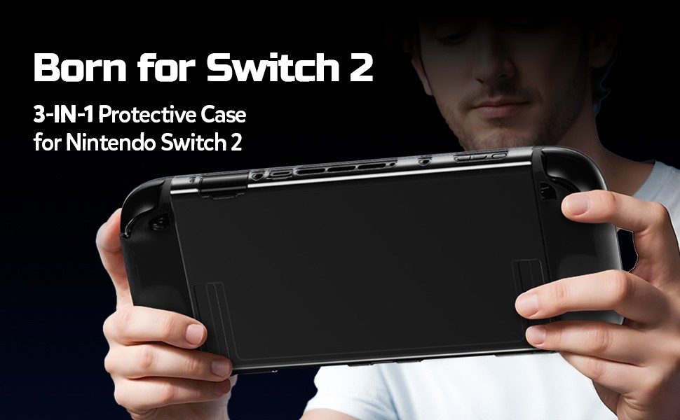 Removable TPU protective case for Switch 2 (2025), shockproof transparent shell.