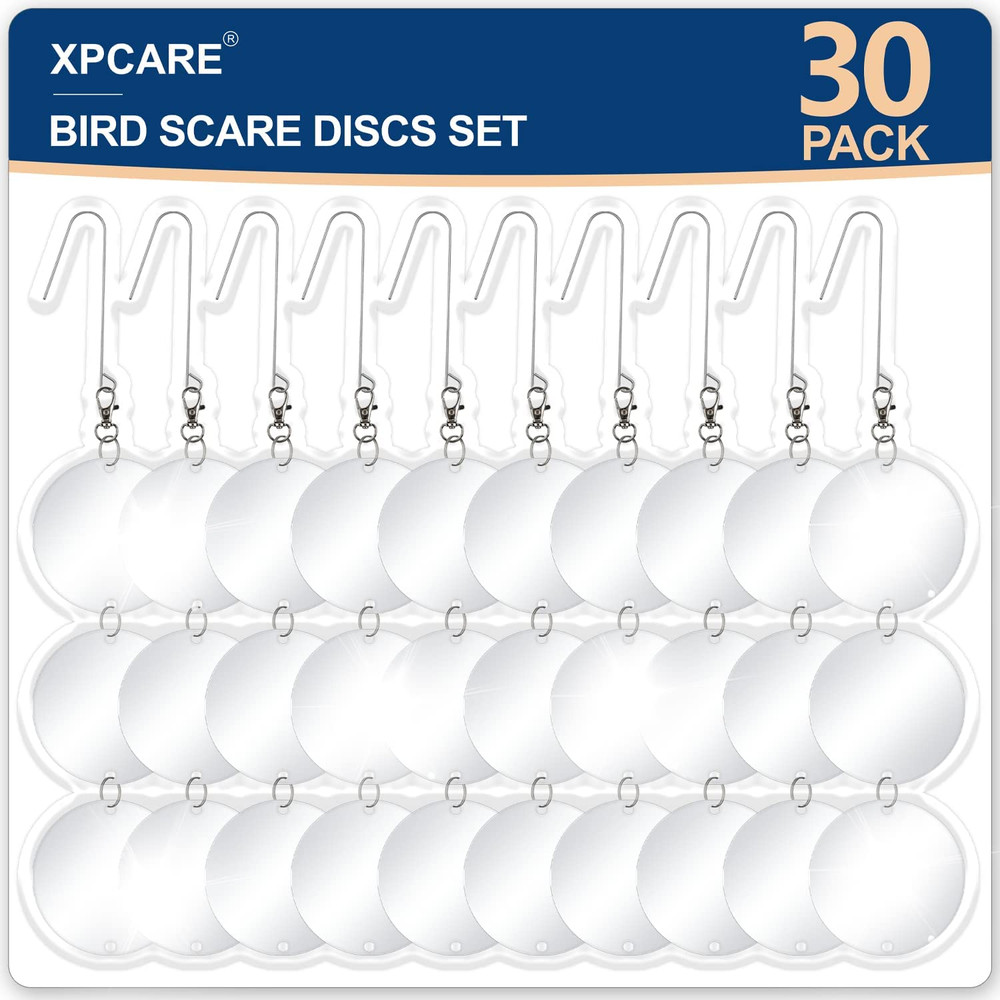 30 Pcs Bird Scare Discs -Highly Reflective Double-Sided Reflectors Upgraded Disc