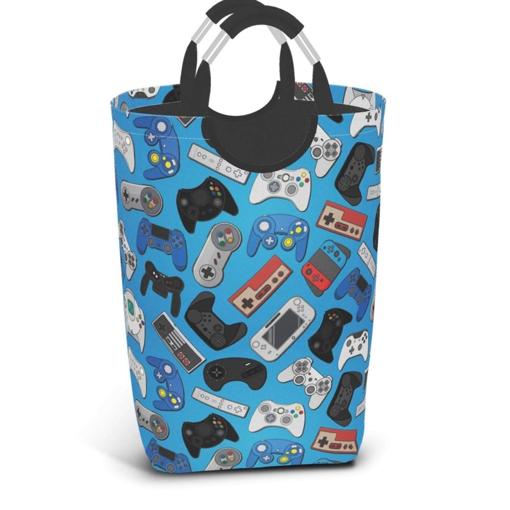 Video Game Controller Background Laundry Basket with Handles Laundry Hamper T...