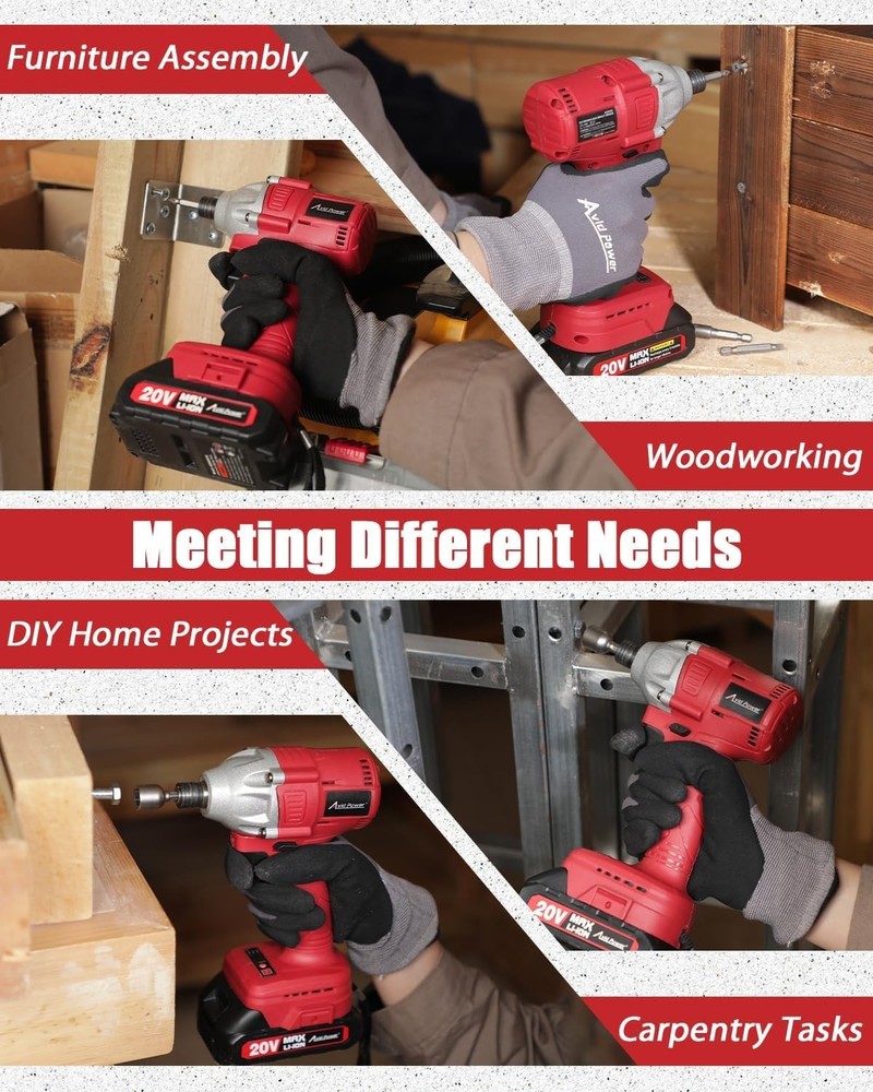 Variable Speed Cordless Impact Driver Kit with LED Light & 4 Sockets Included
