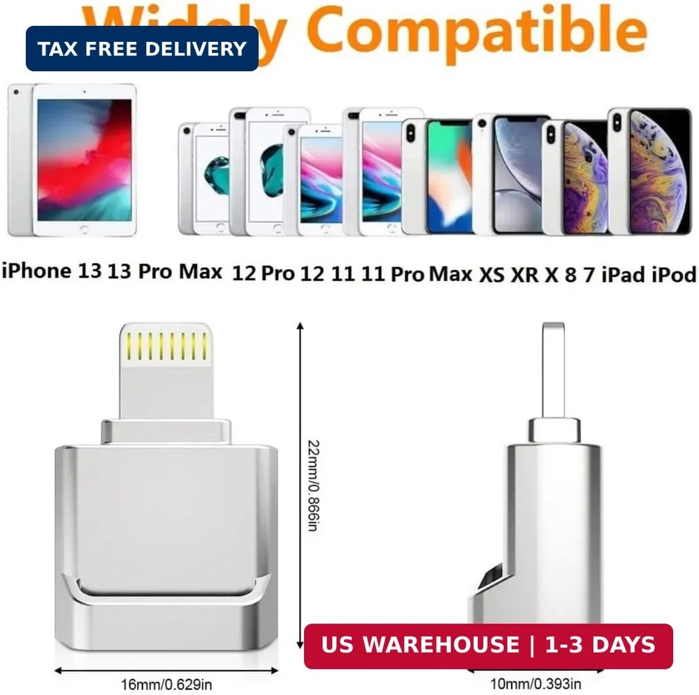 Apple MFi Certified Lightning to Micro SD Card Reader for iPhone, iPad - Support