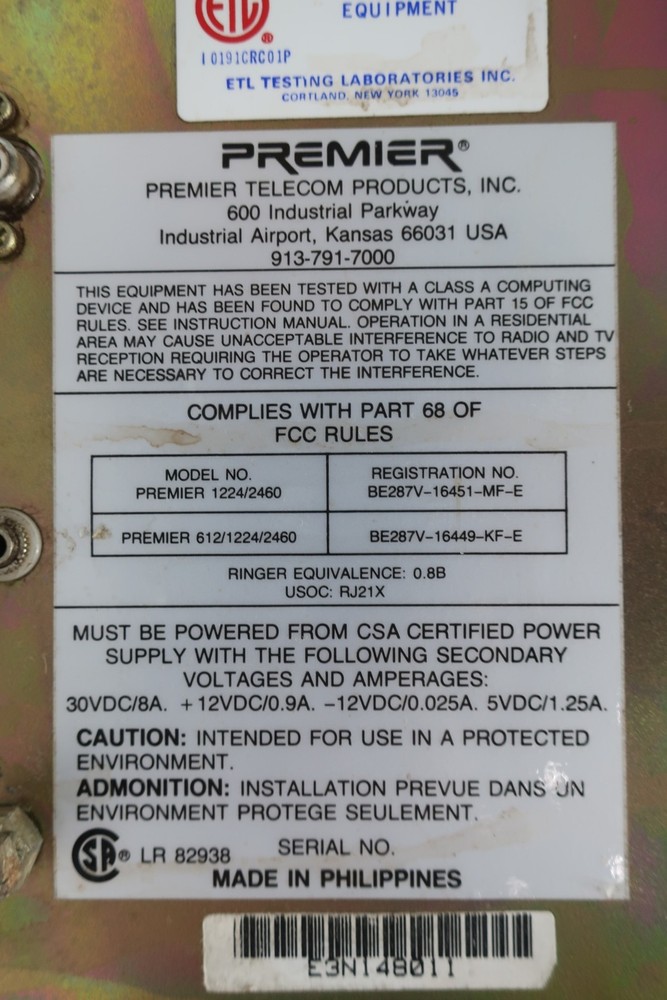 Premier 1224/2460 Chassis Module