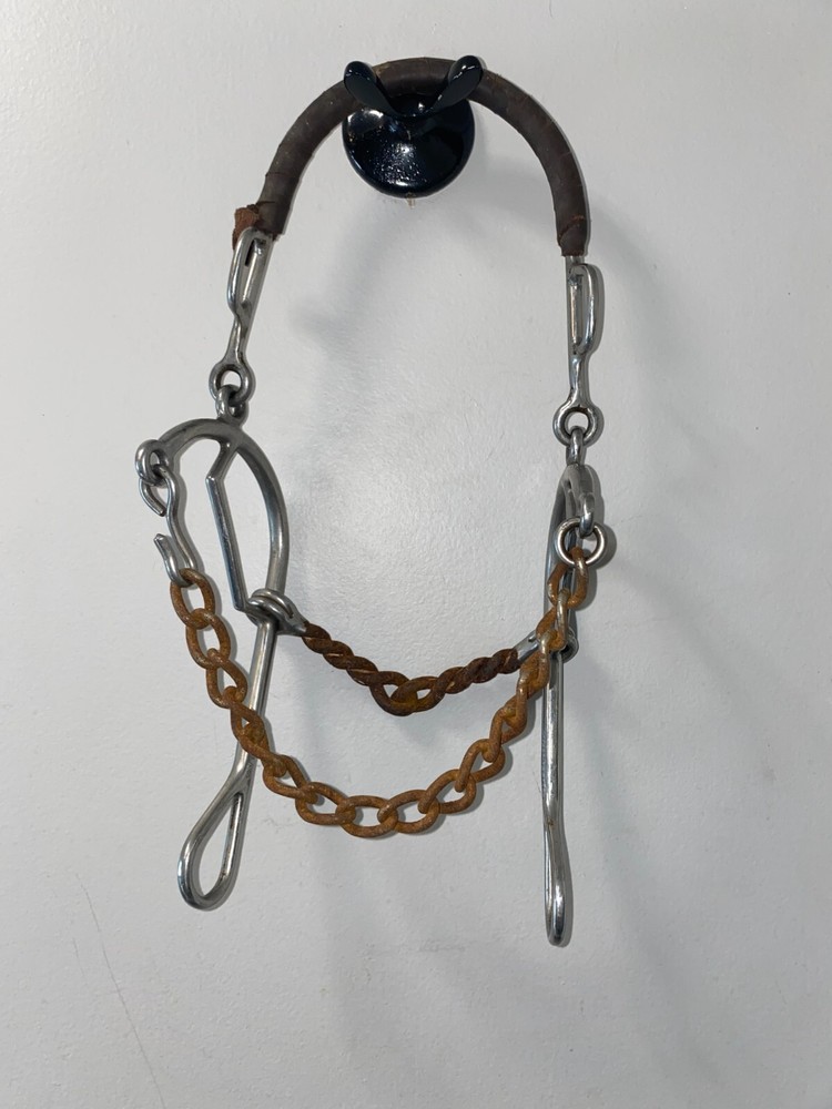 5'' PARTRADE COMBO WESTERN HACKAMORE  BIT LEATHER WRAPPED NOSE