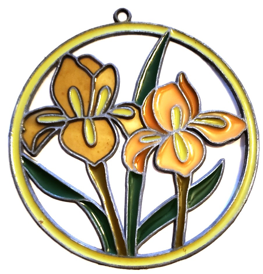 Vintage 4" Round Floral Suncatcher