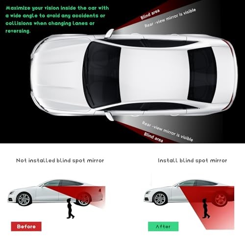 CS Blind Spot Car Mirror, Rectangular HD Glass Wide Angle Rearview Mirror 4P