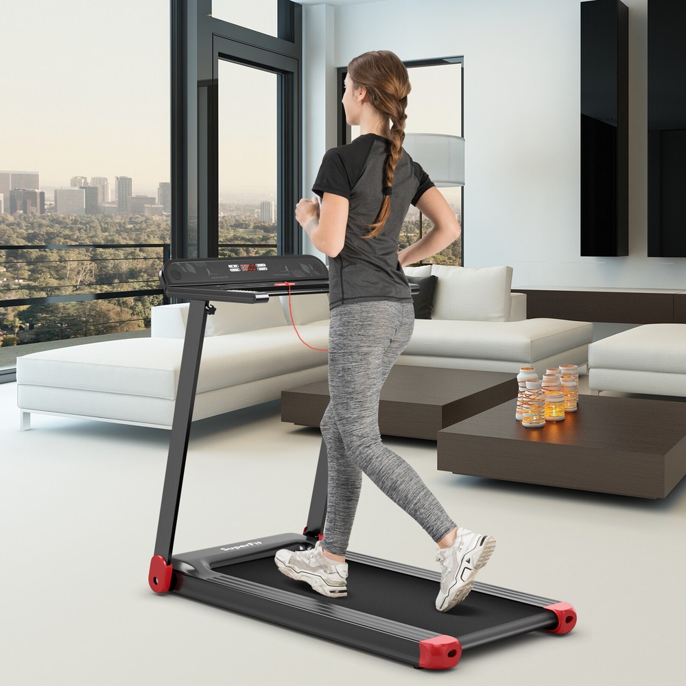 Folding Electric Treadmill Compact Walking Running Machine w/APP Control Speaker