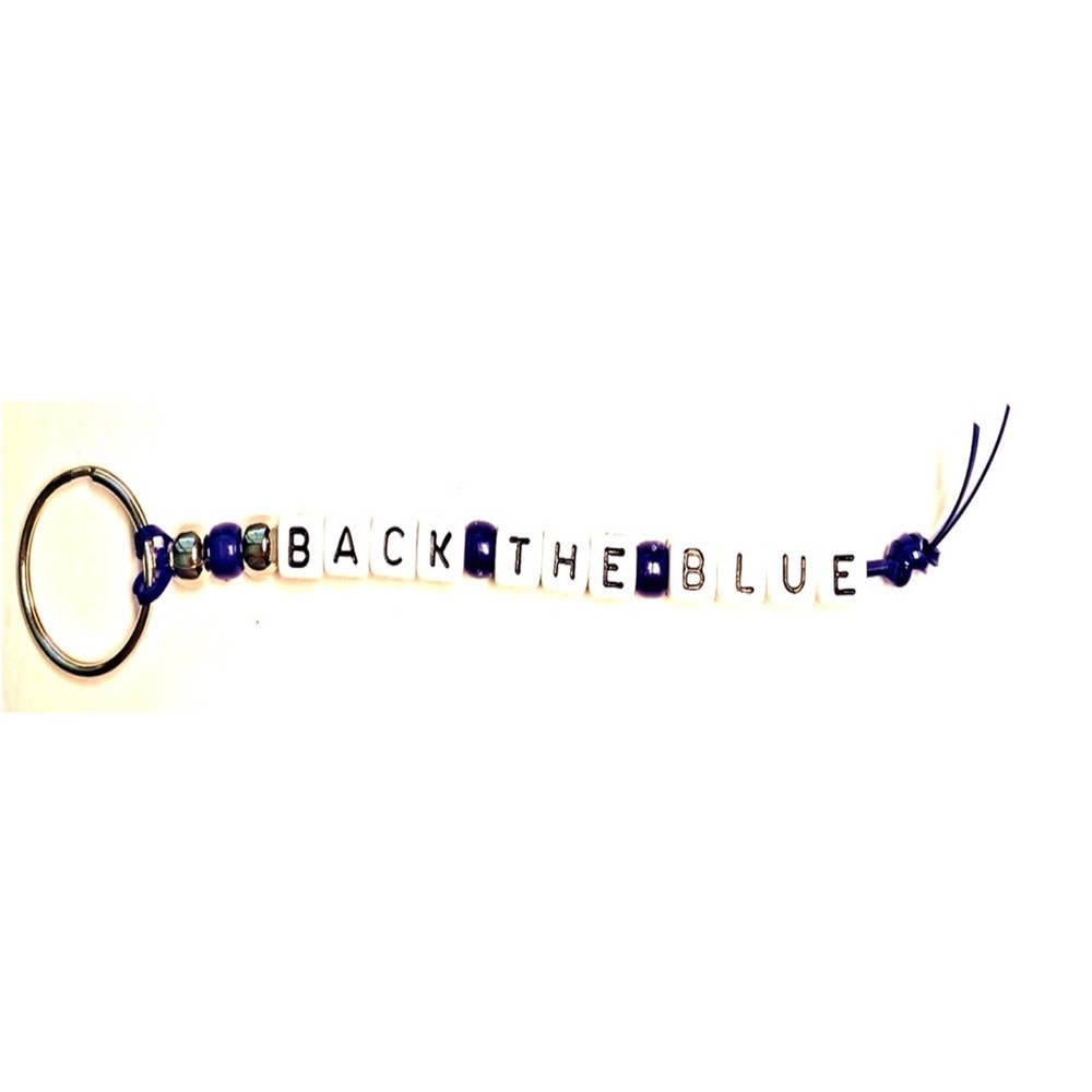 Beaded 7-inch Back The Blue Keyring