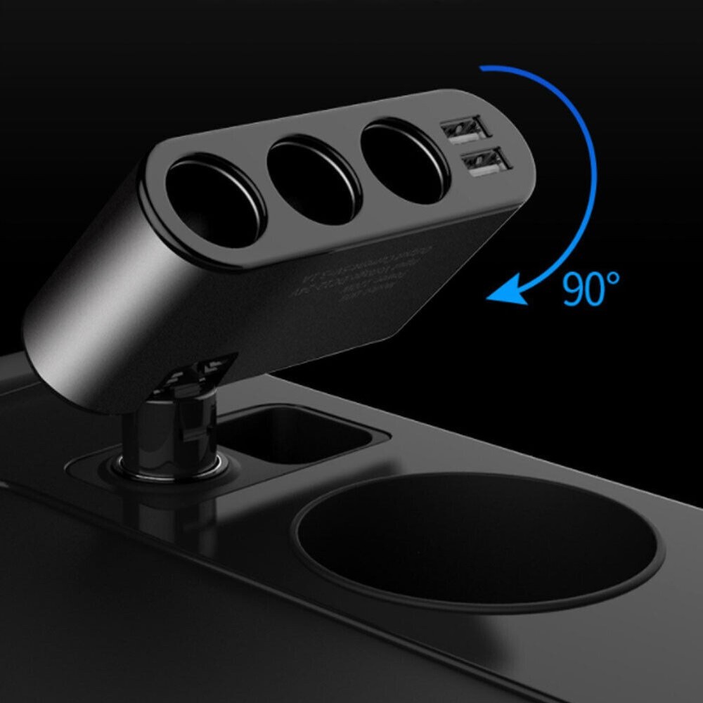 12V 3-Way Car Cigarette Lighter Socket Splitter USB Fast Charger Power Adapter