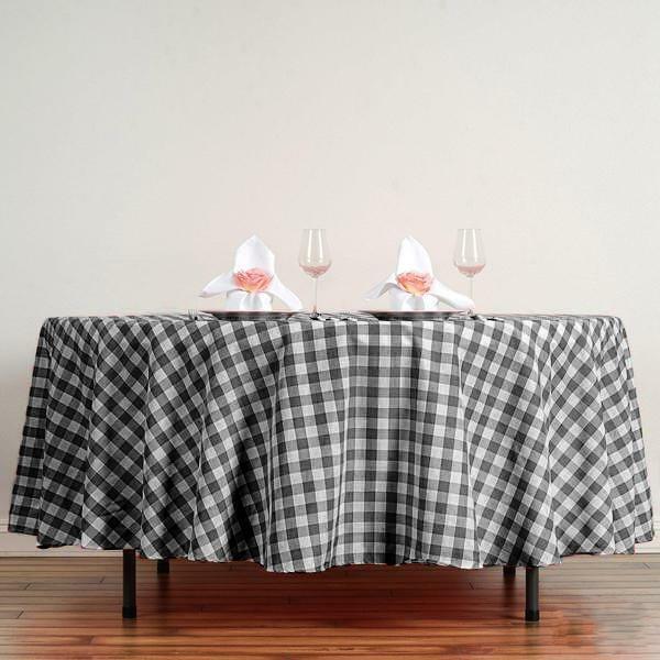 108-Inch ROUND Checked Gingham Polyester Tablecloth Dinner Wedding Linens Party
