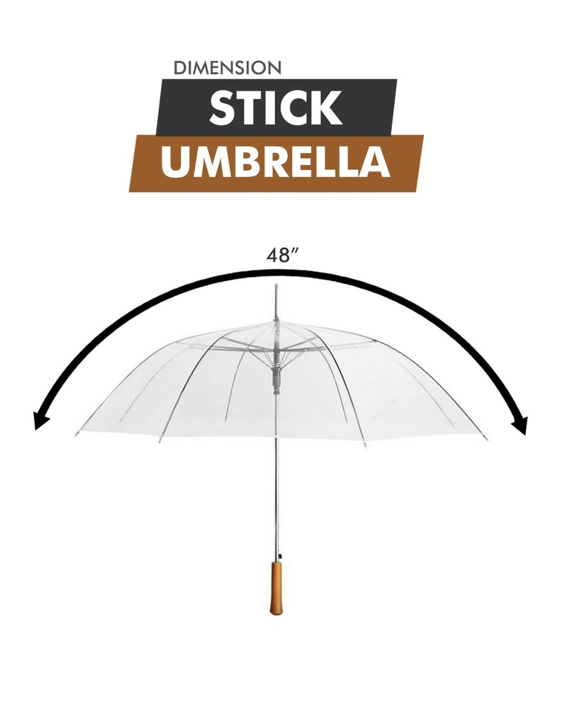 48" Auto-Open Clear/Transparent Rain Umbrella, 6 Pack