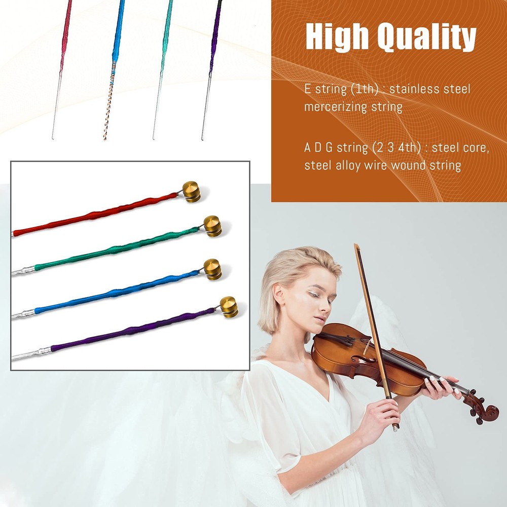Yeshone 8 Pieces Violin Strings Universal Full Set (G-D-A-E) 4/4 Black
