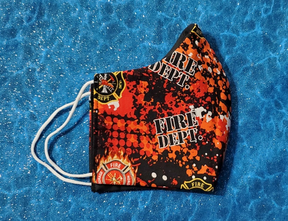 Washable Handmade Fabric Face Mask filter pocket FIREMAN FIRE DEPARTMENT