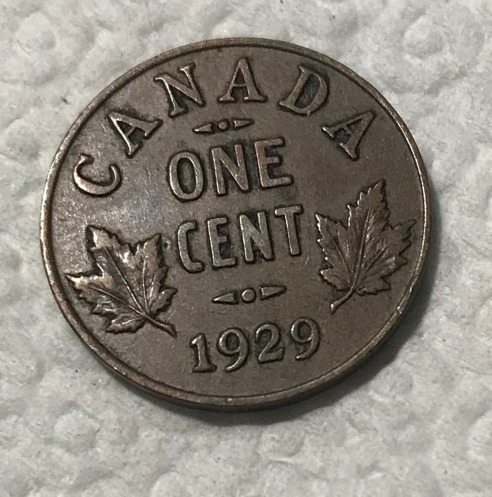 Vintage 1929 Canada One Cent Coin VF