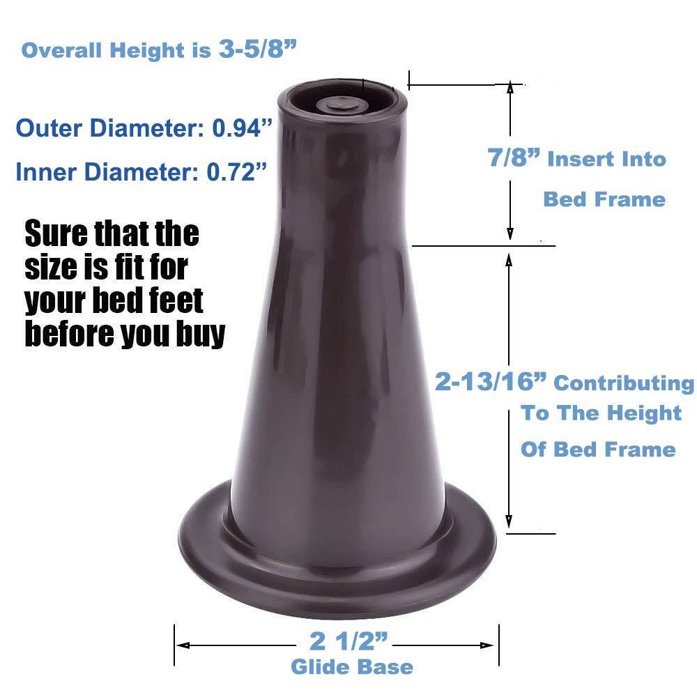Replacement Plastic Bed Frame Feet, 3-5/8" Bed Frame Glide Leg to Replace Whe...