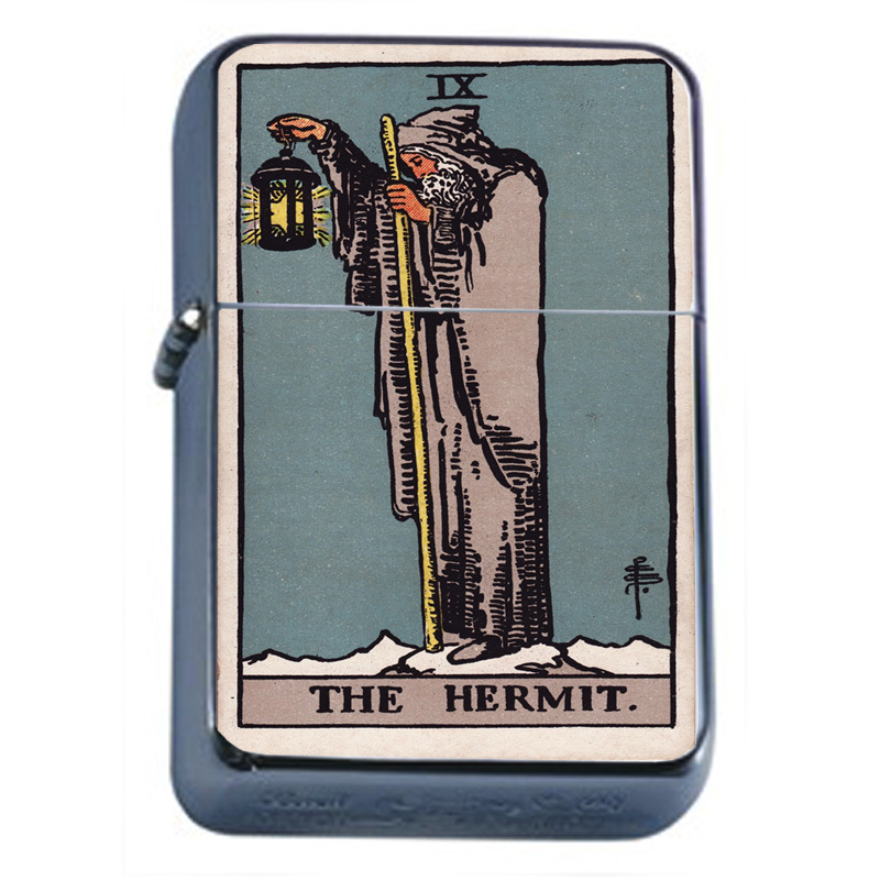 Tarot Card D6 Windproof Dual Flame Torch Lighter IX The Hemit