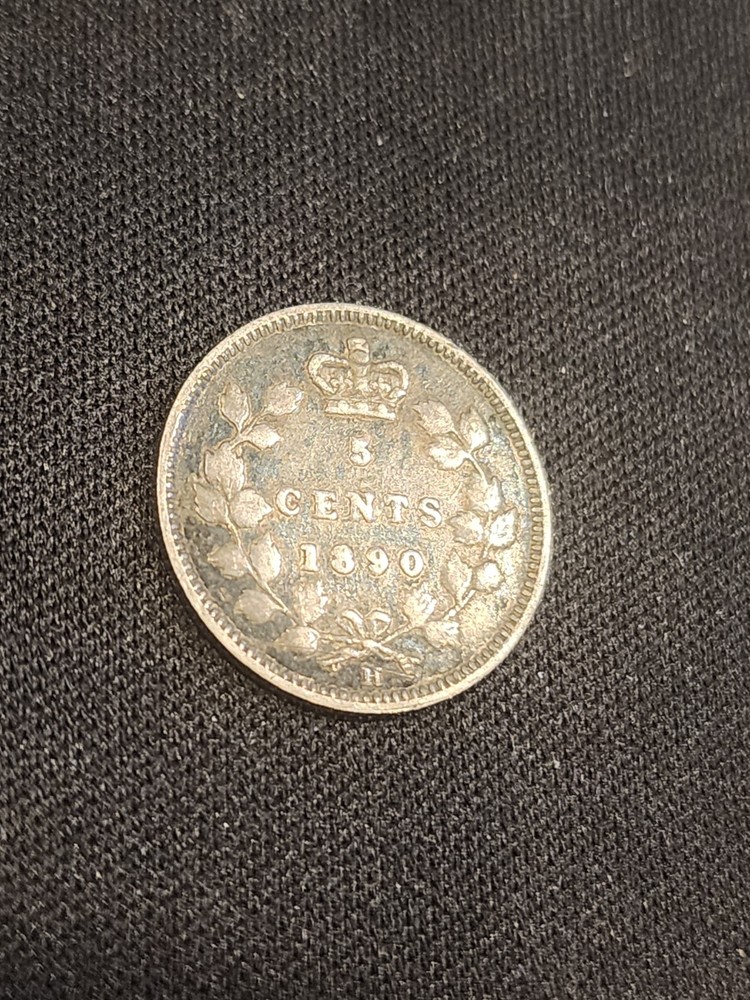 1890H Canada 5 Cents Silver Coin