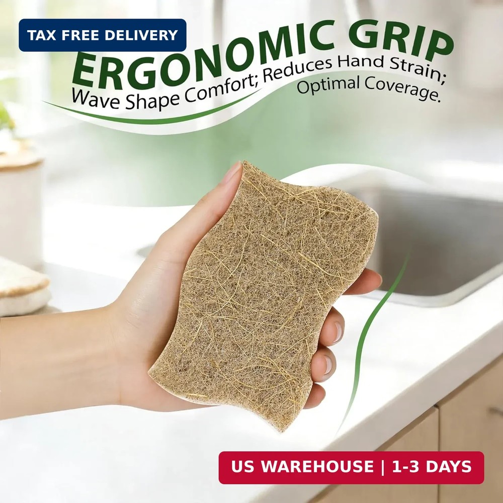 9 Pack Kickleen Biodegradable Natural Kitchen Sponges - Compostable Cellulose