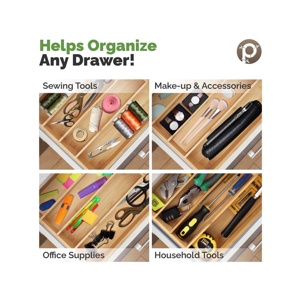 Silverware Organizer - Small Extra-Deep Wooden Kitchen Drawer Organ... Fast Ship