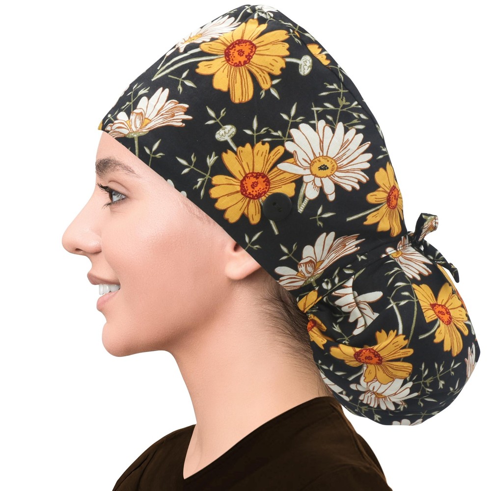 Adjustable Working Cap with Button Cotton Hat Sweatband Ponytail Pocket