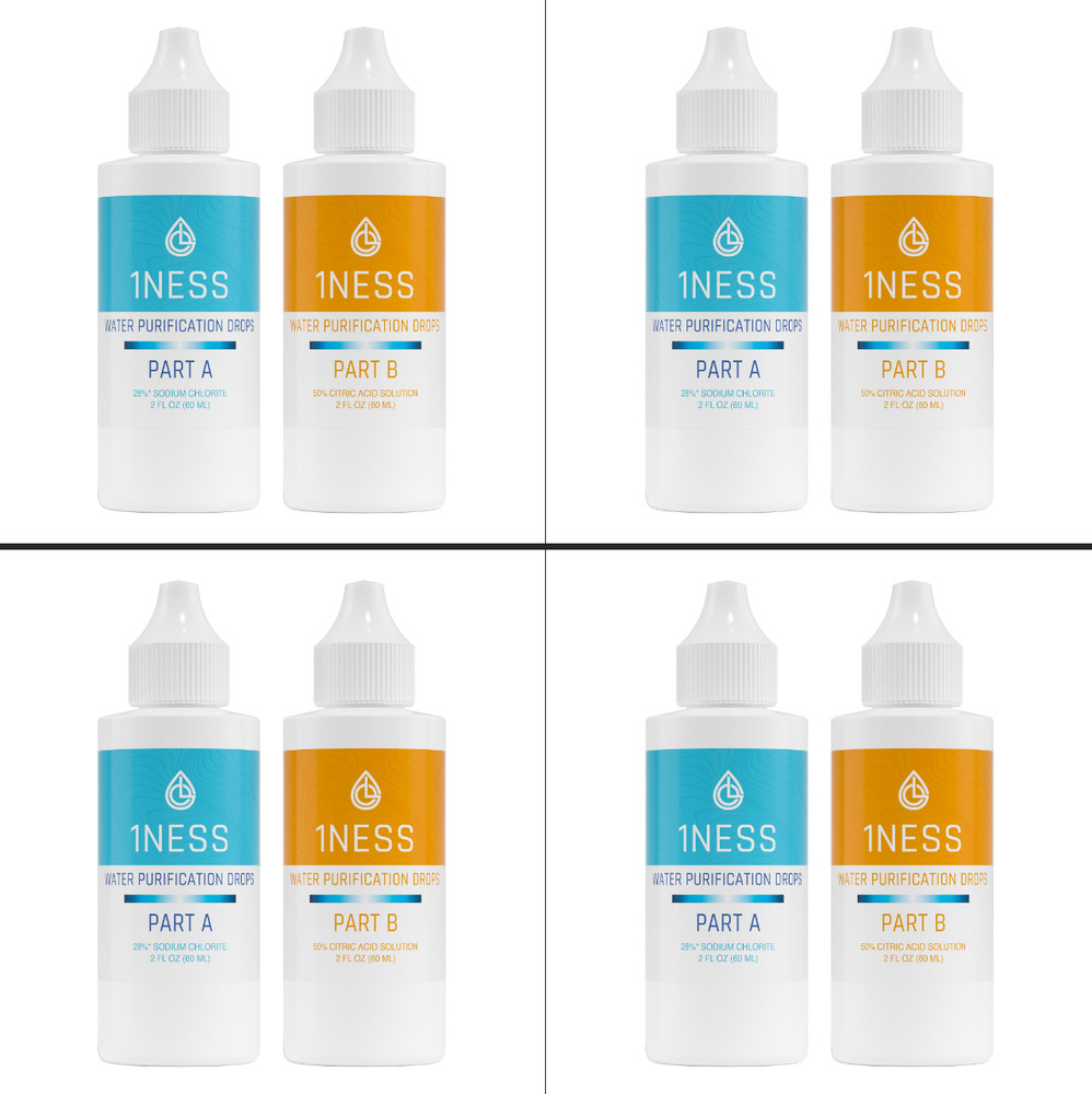 1ness Water Purification Drops Citric Kit – 2oz Plastic – 4-Pack